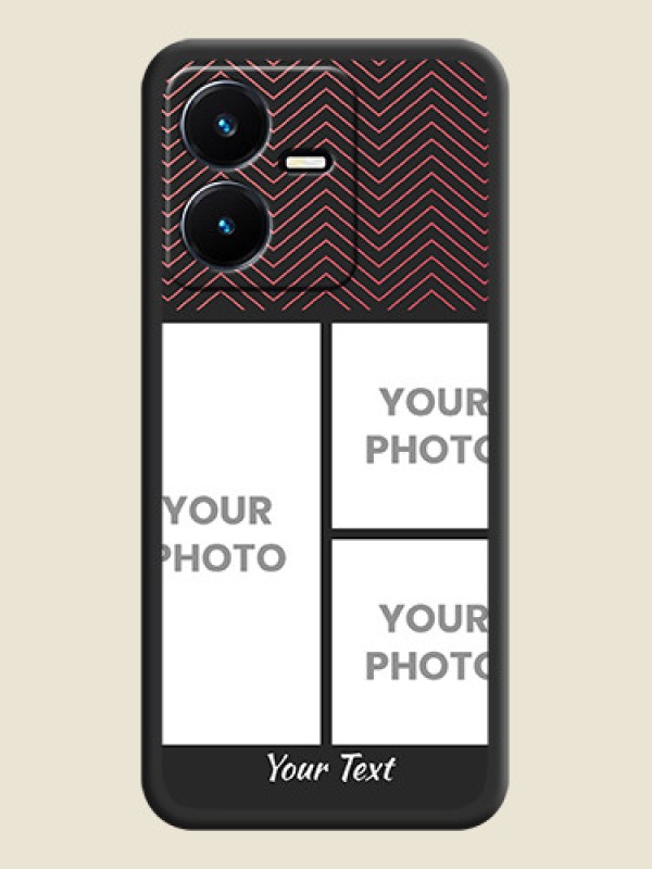 Custom Wave Pattern with 3 Image Holder on Space Black Custom Soft Matte Back Cover - Vivo Y22 - alternate view