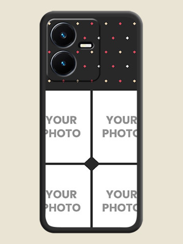Custom Multicolor Dotted Pattern with 4 Image Holder on Space Black Custom Soft Matte Phone Cases - Vivo Y22 - alternate view