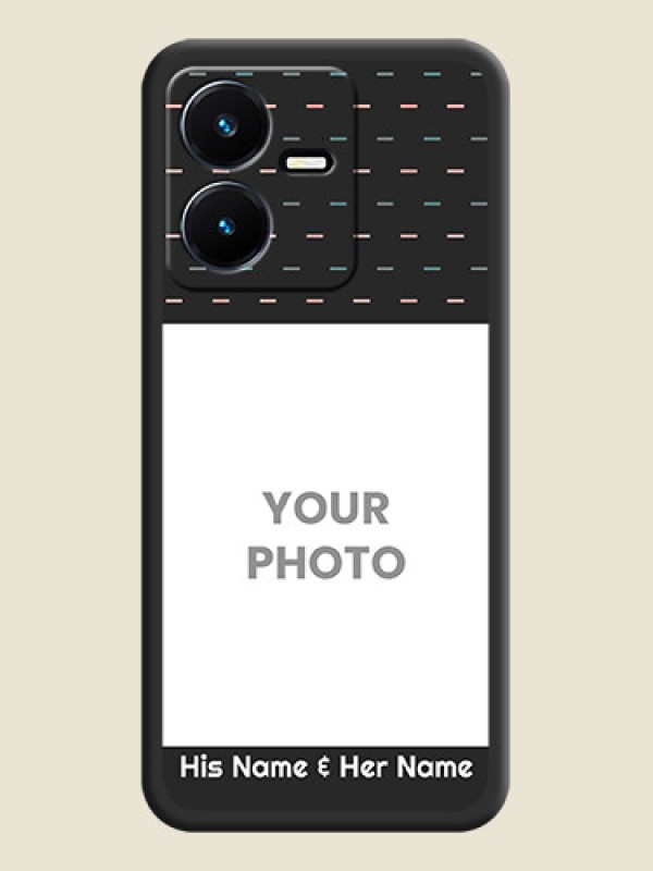 Custom Line Pattern Design with Text on Space Black Custom Soft Matte Phone Back Cover - Vivo Y22 - alternate view