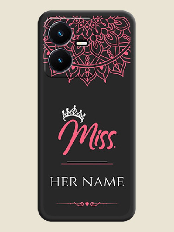 Custom Mrs Name with Floral Design on Space Black Personalized Soft Matte Phone Covers - Vivo Y22 - alternate view