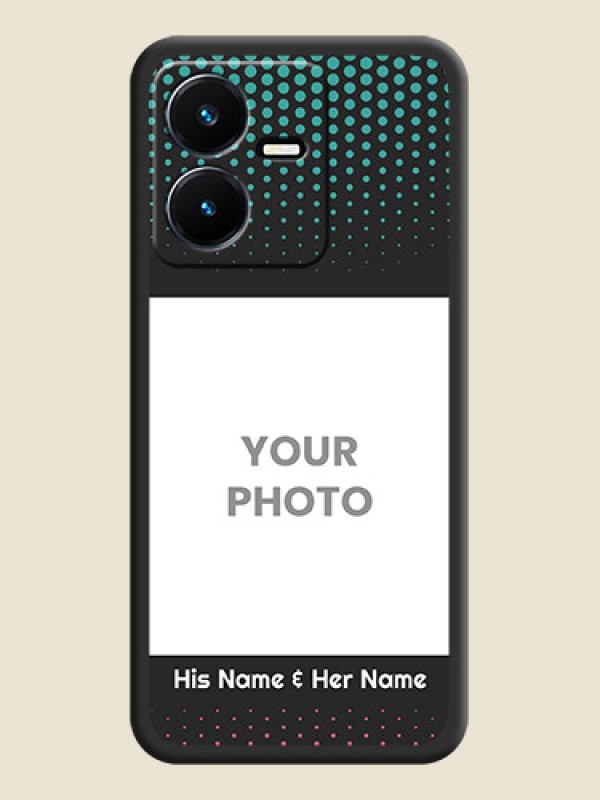 Custom Faded Dots with Grunge Photo Frame and Text on Space Black Custom Soft Matte Phone Cases - Vivo Y22 - alternate view