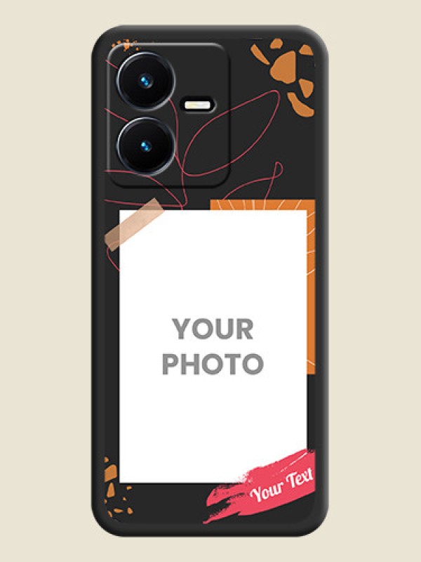 Custom Orange Photo Frame on Space Black Custom Soft Matte Phone Back Cover - Vivo Y22 - alternate view