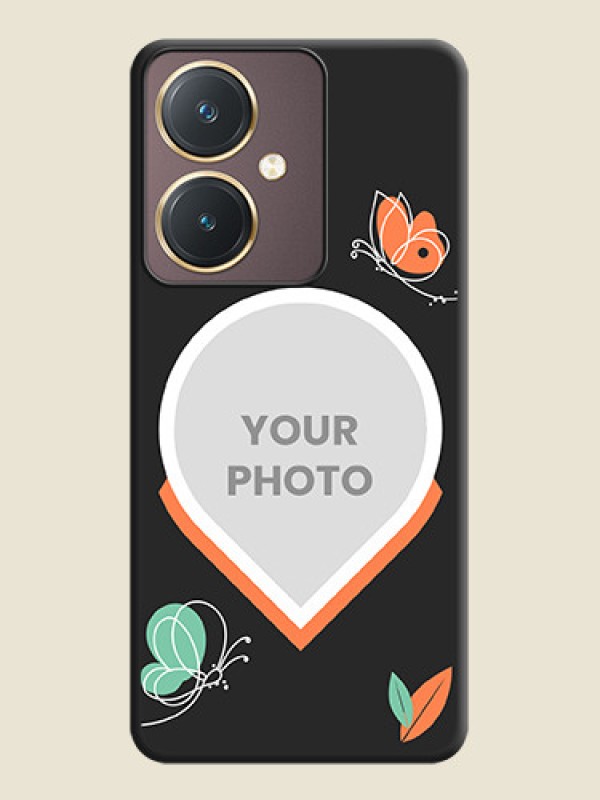 Custom Upload Pic With Simple Butterly Design On Space Black Personalized Soft Matte Phone Covers - Vivo Y27 - alternate view