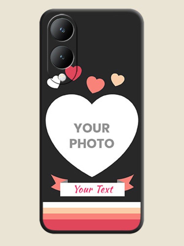 Custom Love Shaped Photo with Colorful Stripes on Personalised Space Black Soft Matte Cases -Vivo Y28 5G - alternate view