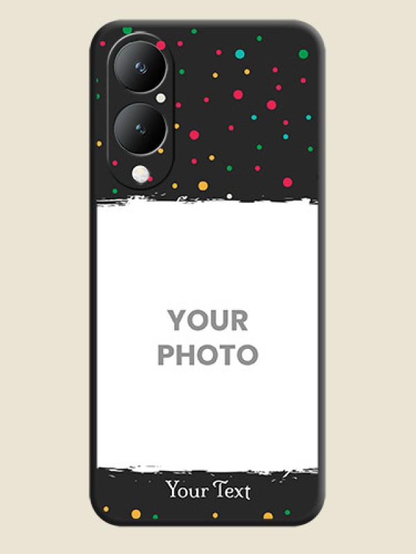 Custom Multicolor Dotted Pattern with Text on Space Black Custom Soft Matte Phone Back Cover -Vivo Y28 5G - alternate view