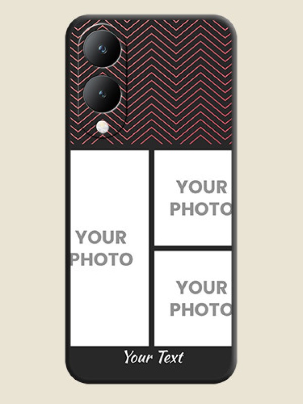 Custom Wave Pattern with 3 Image Holder on Space Black Custom Soft Matte Back Cover -Vivo Y28 5G - alternate view