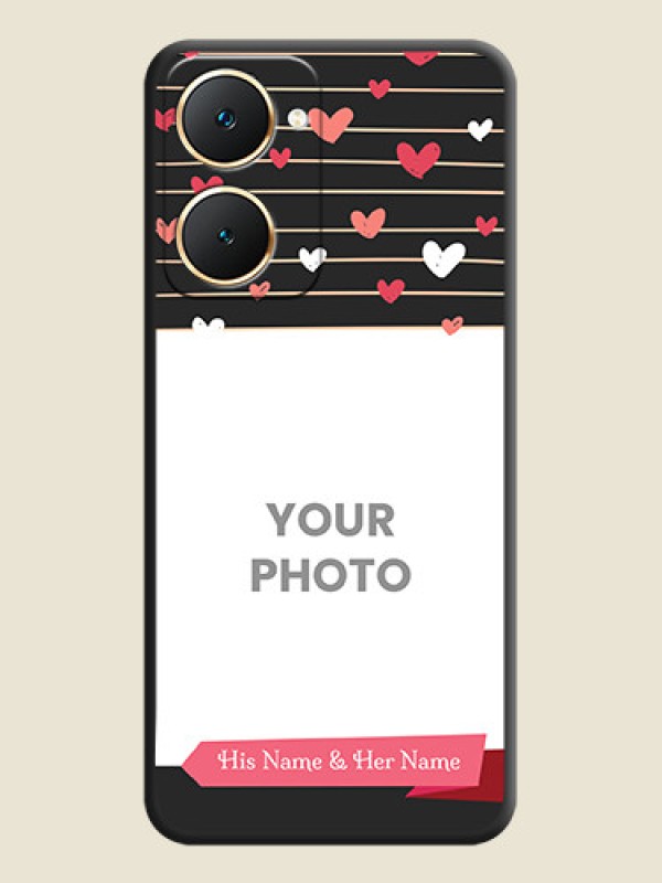 Custom Love Pattern with Name on Pink Ribbon on Photo On Space Black Custom Soft Matte Mobile Back Cover - Vivo Y28e 5G - alternate view