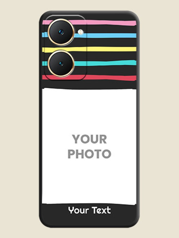Custom Multicolor Lines with Image On Space Black Custom Soft Matte Mobile Back Cover - Vivo Y28e 5G - alternate view