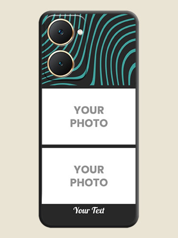 Custom Wave Pattern with 2 Image Holder On Space Black Custom Soft Matte Mobile Back Cover - Vivo Y28e 5G - alternate view