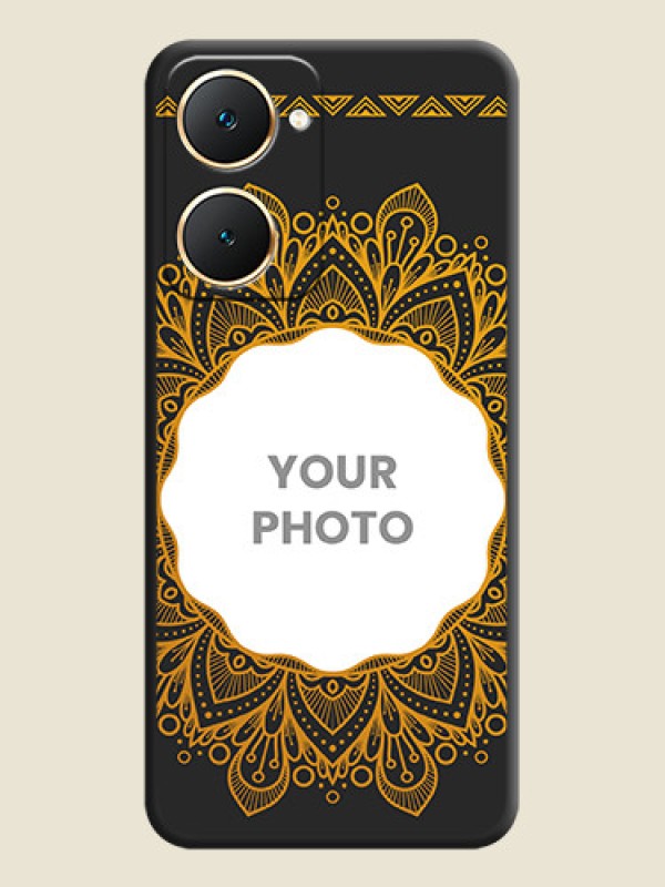 Custom Round Image with Floral Design On Space Black Custom Soft Matte Mobile Back Cover - Vivo Y28e 5G - alternate view