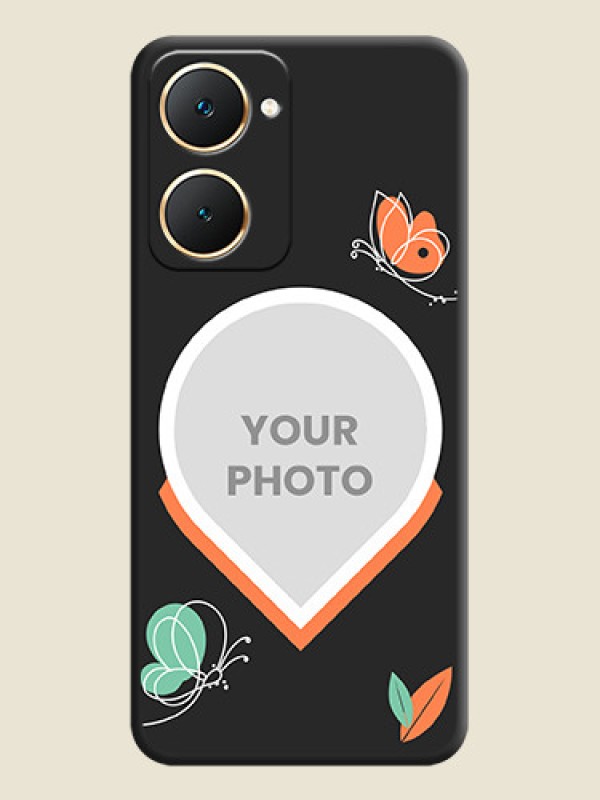 Custom Upload Pic With Simple Butterly Design On Space Black Custom Soft Matte Mobile Back Cover - Vivo Y28e 5G - alternate view