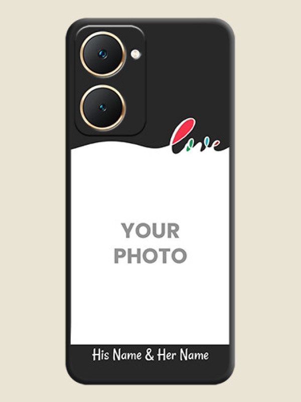 Custom Fall in Love Pattern with Picture on Photo On Space Black Custom Soft Matte Mobile Back Cover - Vivo Y28s 5G - alternate view