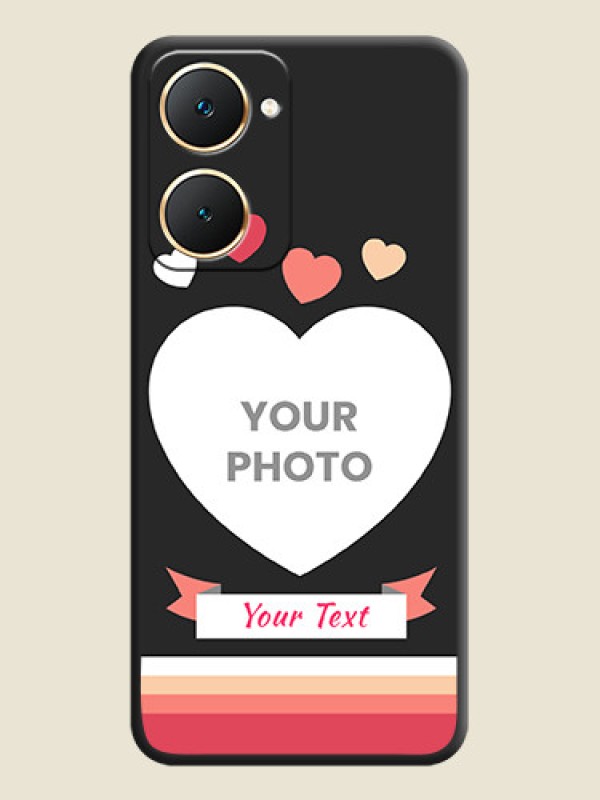 Custom Love Shaped Photo with Colorful Stripes On Space Black Custom Soft Matte Mobile Back Cover - Vivo Y28s 5G - alternate view