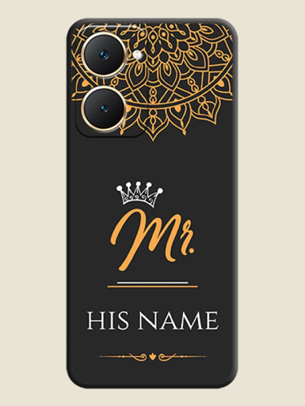Custom Mr Name with Floral Design On Space Black Custom Soft Matte Mobile Back Cover - Vivo Y28s 5G - alternate view
