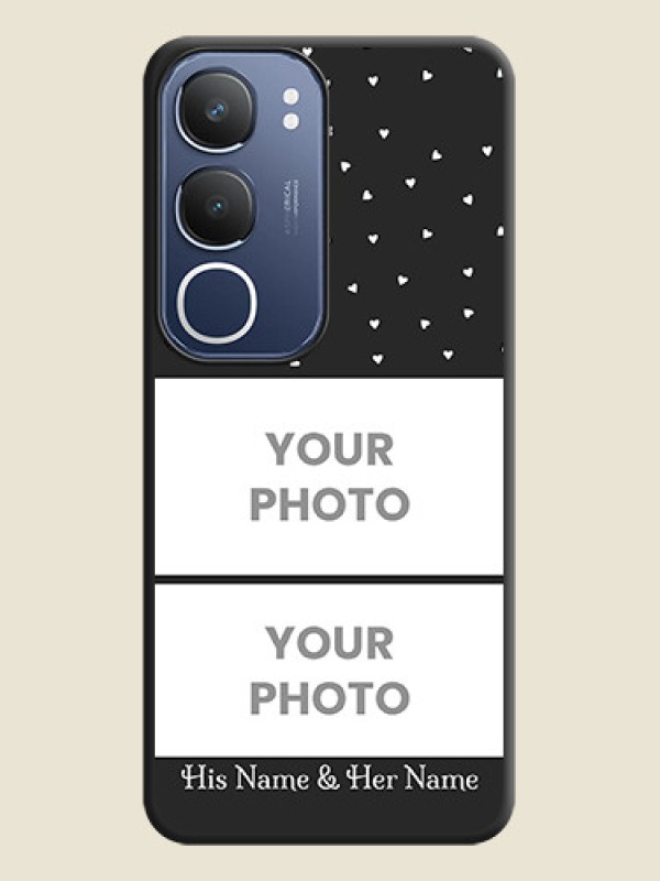 Custom Miniature Love Symbols with Name On Space Black Custom Soft Matte Mobile Back Cover - Vivo Y29 5G - alternate view