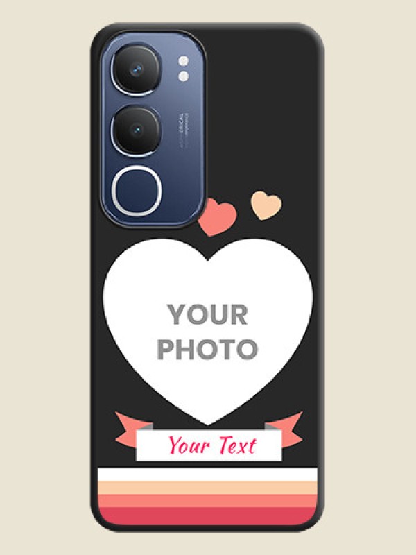Custom Love Shaped Photo with Colorful Stripes On Space Black Custom Soft Matte Mobile Back Cover - Vivo Y29 5G - alternate view