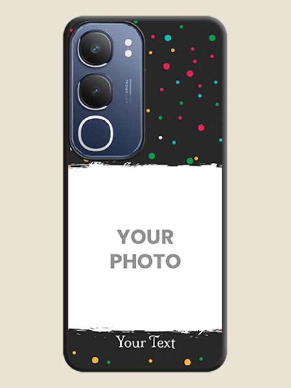 Custom Multicolor Dotted Pattern with Text On Space Black Custom Soft Matte Mobile Back Cover - Vivo Y29 5G - alternate view