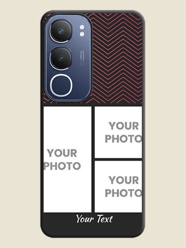 Custom Wave Pattern with 3 Image Holder On Space Black Custom Soft Matte Mobile Back Cover - Vivo Y29 5G - alternate view