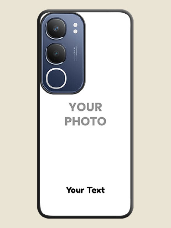 Custom Full Single Pic Upload With Text On Space Black Custom Soft Matte Mobile Back Cover - Vivo Y29 5G - alternate view