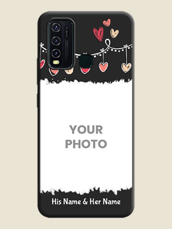 Custom Pink Love Hangings with Name on Space Black Custom Soft Matte Phone Cases - Vivo Y30 - alternate view
