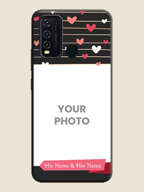 Custom Love Pattern with Name on Pink Ribbon  - Photo on Space Black Soft Matte Back Cover - Vivo Y30 - alternate view