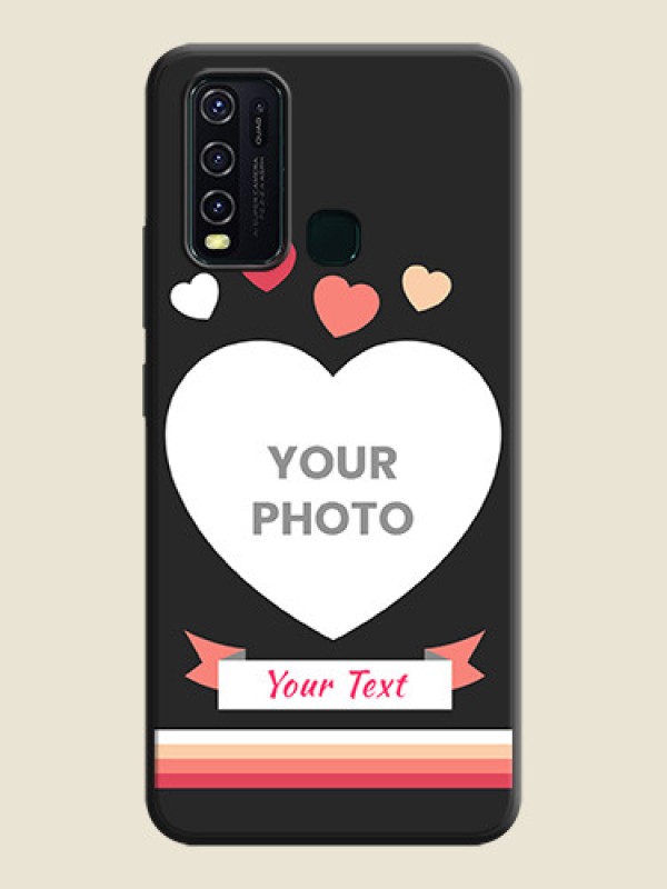 Custom Love Shaped Photo with Colorful Stripes on Personalised Space Black Soft Matte Cases - Vivo Y30 - alternate view