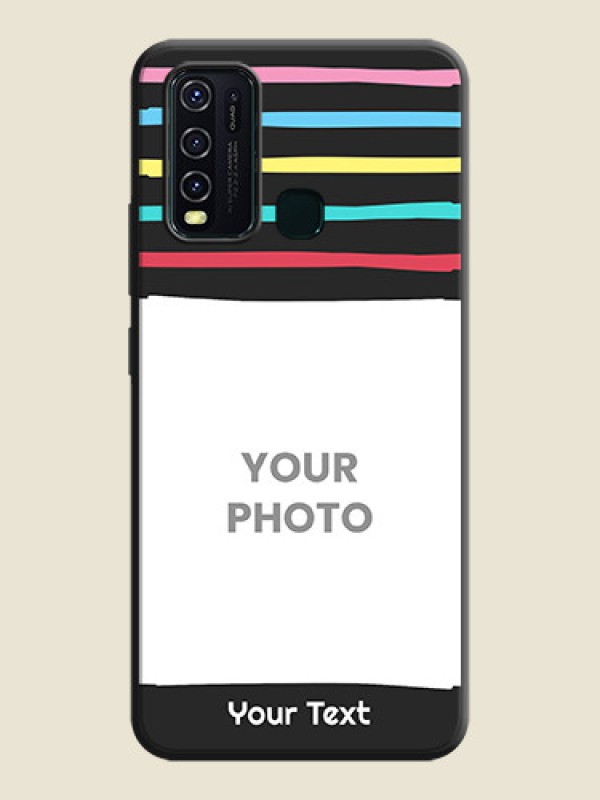 Custom Multicolor Lines with Image on Space Black Personalized Soft Matte Phone Covers - Vivo Y30 - alternate view