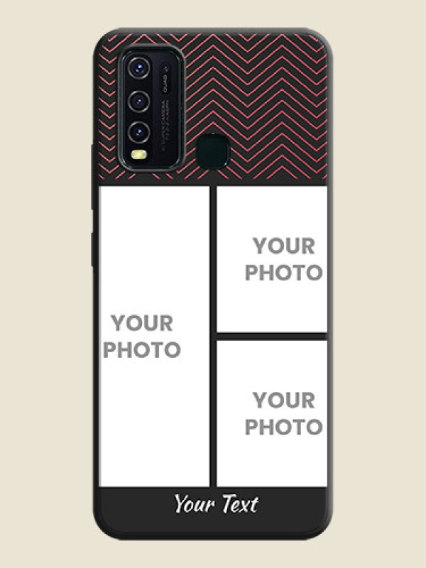 Custom Wave Pattern with 3 Image Holder on Space Black Custom Soft Matte Back Cover - Vivo Y30 - alternate view