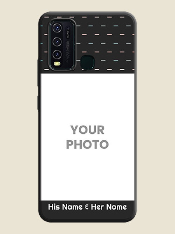 Custom Line Pattern Design with Text on Space Black Custom Soft Matte Phone Back Cover - Vivo Y30 - alternate view
