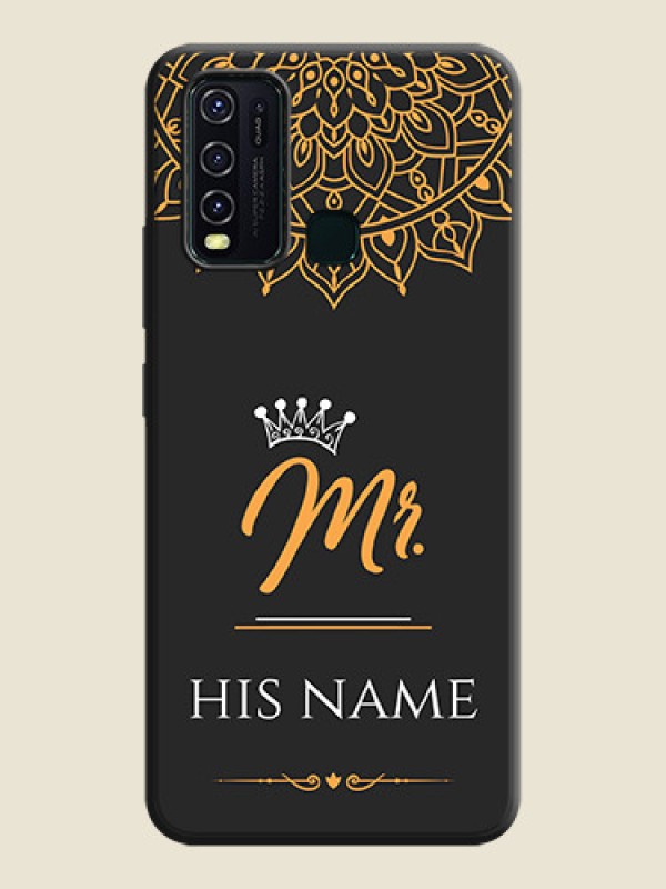 Custom Mr Name with Floral Design  on Personalised Space Black Soft Matte Cases - Vivo Y30 - alternate view