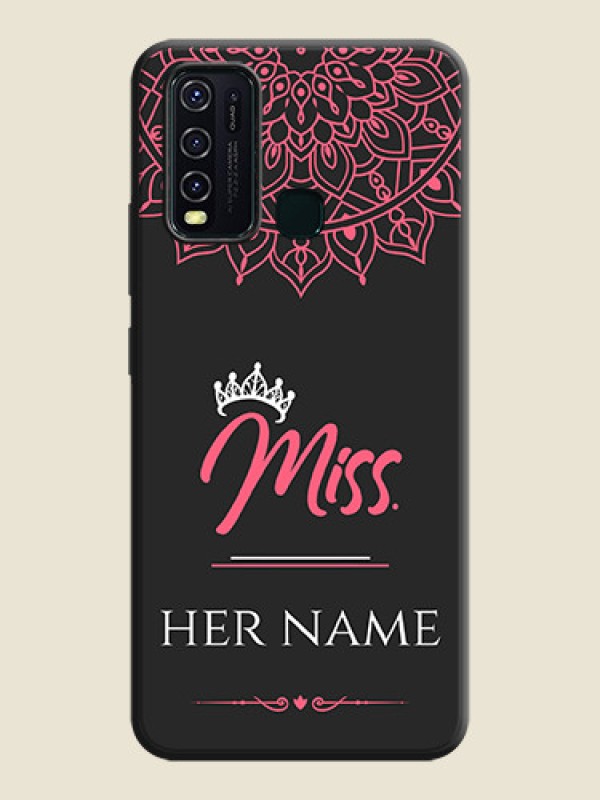 Custom Mrs Name with Floral Design on Space Black Personalized Soft Matte Phone Covers - Vivo Y30 - alternate view