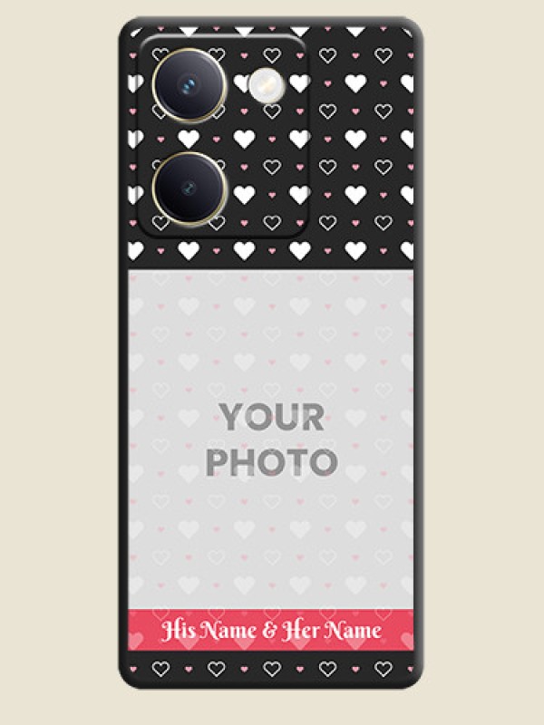 Custom White Color Love Symbols with Text Design on Photo On Space Black Custom Soft Matte Mobile Back Cover - Vivo Y300 Plus 5G - alternate view
