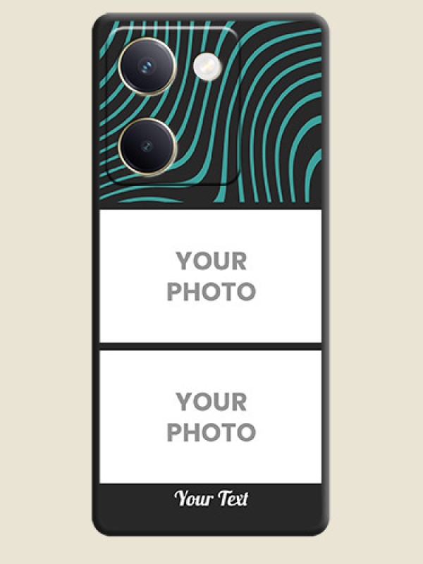 Custom Wave Pattern with 2 Image Holder On Space Black Custom Soft Matte Mobile Back Cover - Vivo Y300 Plus 5G - alternate view