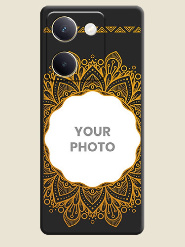 Custom Round Image with Floral Design On Space Black Custom Soft Matte Mobile Back Cover - Vivo Y300 Plus 5G - alternate view