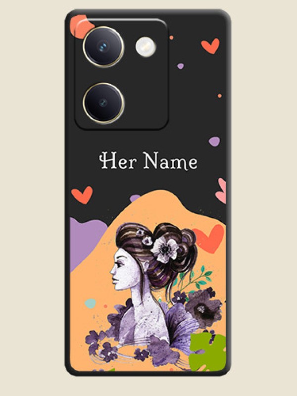 Custom Namecase For Her With Fancy Lady Image On Space Black Custom Soft Matte Mobile Back Cover - Vivo Y300 Plus 5G - alternate view