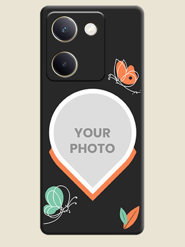 Custom Upload Pic With Simple Butterly Design On Space Black Custom Soft Matte Mobile Back Cover - Vivo Y300 Plus 5G - alternate view