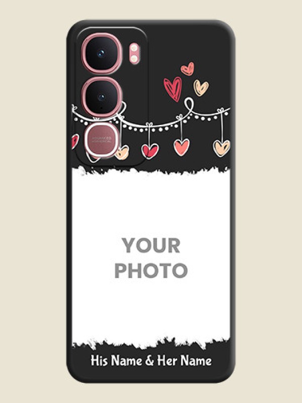 Custom Pink Love Hangings with Name On Space Black Custom Soft Matte Mobile Back Cover - Vivo Y31 5G - alternate view