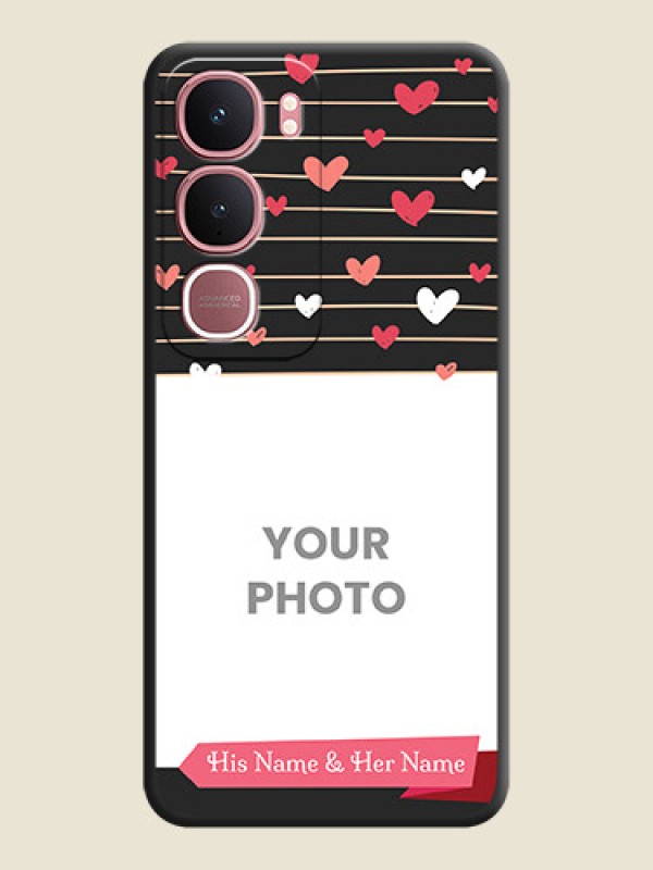 Custom Love Pattern with Name on Pink Ribbon on Photo On Space Black Custom Soft Matte Mobile Back Cover - Vivo Y31 5G - alternate view