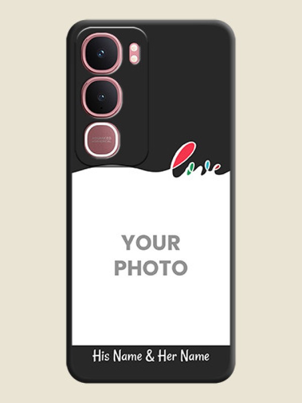 Custom Fall in Love Pattern with Picture on Photo On Space Black Custom Soft Matte Mobile Back Cover - Vivo Y31 5G - alternate view