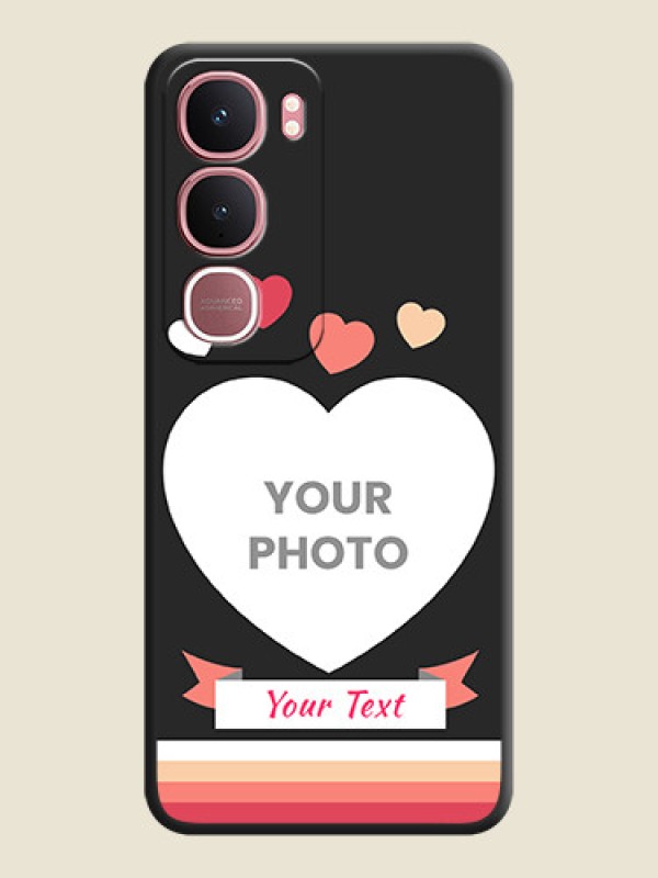 Custom Love Shaped Photo with Colorful Stripes On Space Black Custom Soft Matte Mobile Back Cover - Vivo Y31 5G - alternate view