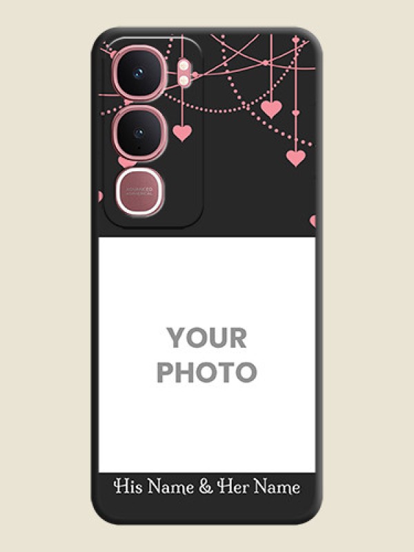 Custom Pink Love Hangings with Text On Space Black Custom Soft Matte Mobile Back Cover - Vivo Y31 5G - alternate view