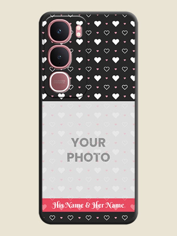 Custom White Color Love Symbols with Text Design on Photo On Space Black Custom Soft Matte Mobile Back Cover - Vivo Y31 5G - alternate view