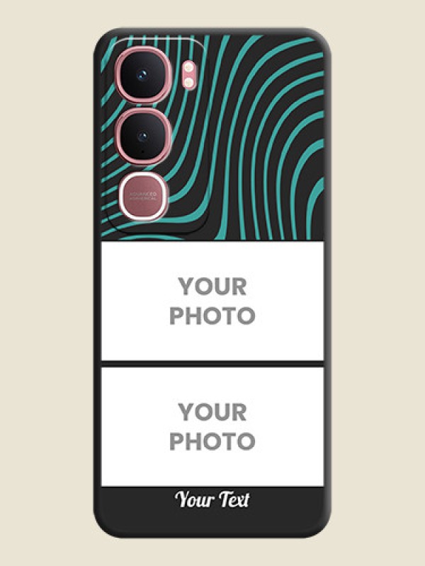 Custom Wave Pattern with 2 Image Holder On Space Black Custom Soft Matte Mobile Back Cover - Vivo Y31 5G - alternate view