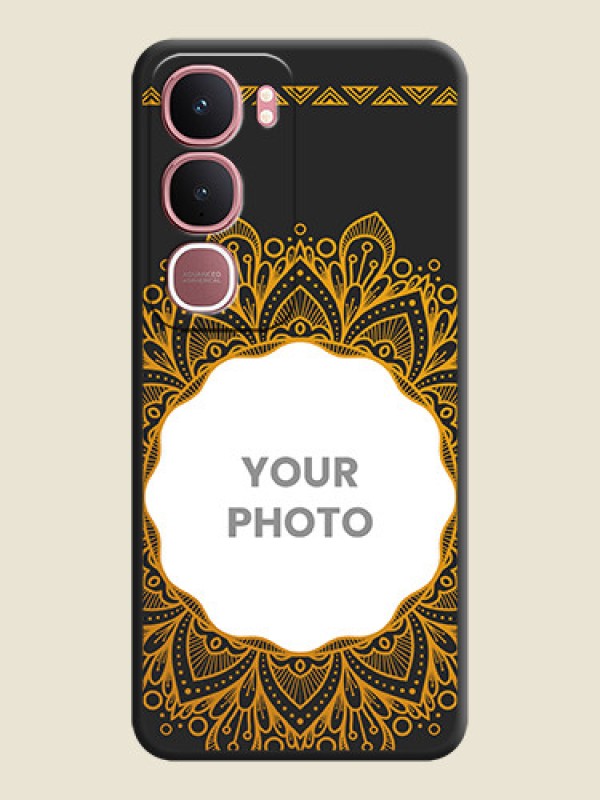 Custom Round Image with Floral Design On Space Black Custom Soft Matte Mobile Back Cover - Vivo Y31 5G - alternate view