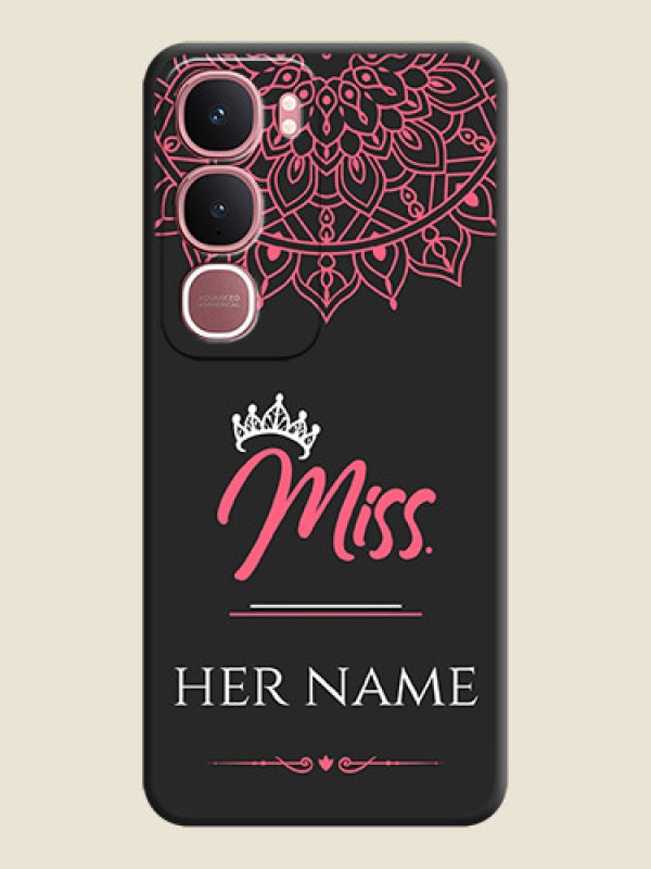 Custom Mrs Name with Floral Design On Space Black Custom Soft Matte Mobile Back Cover - Vivo Y31 5G - alternate view