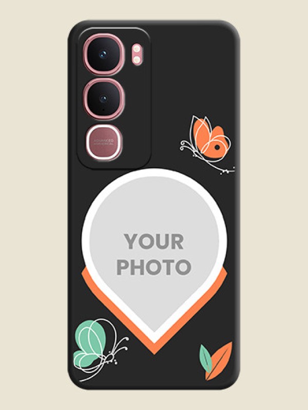 Custom Upload Pic With Simple Butterly Design On Space Black Custom Soft Matte Mobile Back Cover - Vivo Y31 5G - alternate view