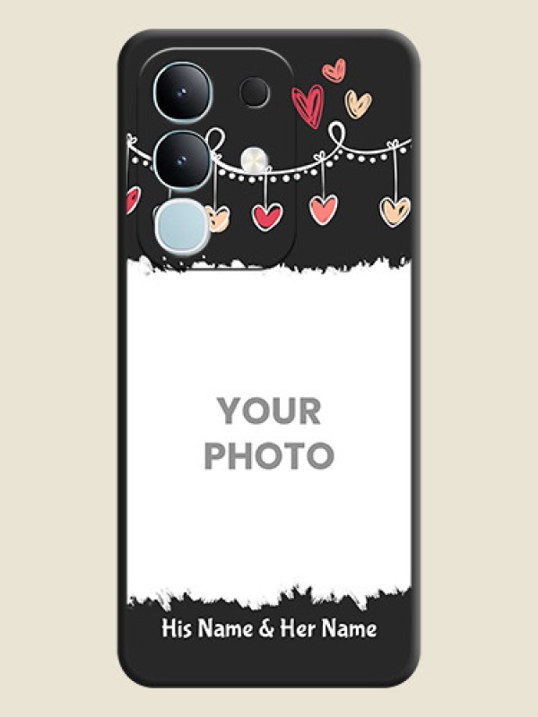 Custom Pink Love Hangings with Name On Space Black Custom Soft Matte Mobile Back Cover - Vivo Y31 Pro 5G - alternate view