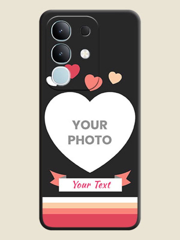 Custom Love Shaped Photo with Colorful Stripes On Space Black Custom Soft Matte Mobile Back Cover - Vivo Y31 Pro 5G - alternate view