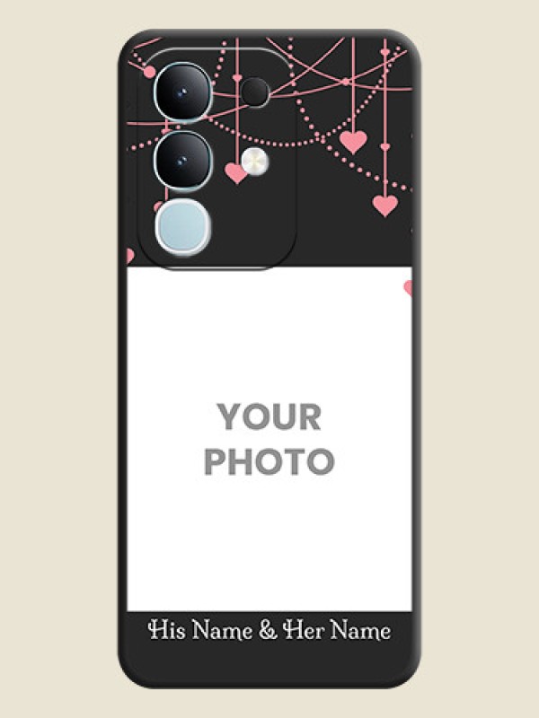 Custom Pink Love Hangings with Text On Space Black Custom Soft Matte Mobile Back Cover - Vivo Y31 Pro 5G - alternate view