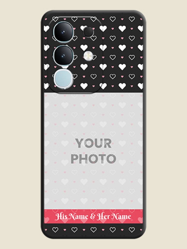 Custom White Color Love Symbols with Text Design on Photo On Space Black Custom Soft Matte Mobile Back Cover - Vivo Y31 Pro 5G - alternate view